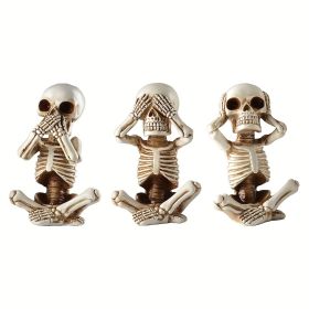 3pcs Skeletons Statue, Halloween Figurines Home Decorative Decor,Fantastic Ornaments Skull , Home Office Room Decor Birthday Halloween