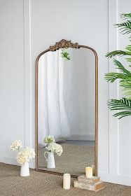 66" x 36" Full Length Mirror, Arched Mirror Hanging or Leaning Against Wall, Large Gold Mirror for Living Room