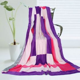 Onitiva - [Purple Charm] Soft Coral Fleece Patchwork Throw Blanket (59 by 78.7 inches)