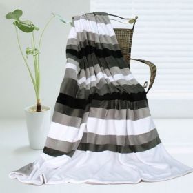 Onitiva - [Stripes - Simplicity] Soft Coral Fleece Patchwork Throw Blanket (59 by 78.7 inches)