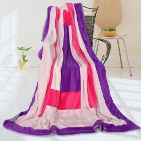 Onitiva - [Violet Love] Soft Coral Fleece Patchwork Throw Blanket (59 by 78.7 inches)