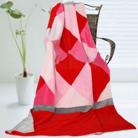 Onitiva - [Plaids - Rose Elf] Soft Coral Fleece Patchwork Throw Blanket (59 by 78.7 inches)