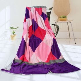 Onitiva - [Plaids - Sweet Days] Soft Coral Fleece Patchwork Throw Blanket (59 by 78.7 inches)