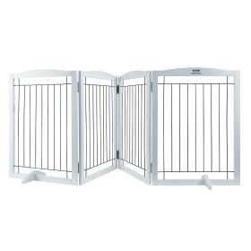 VEVOR Free Standing Dog Gate, 32" H x 96.5" W Freestanding Pet Gate, 4 Panels Foldable Dog Gate for Wide and Narrow Passageways