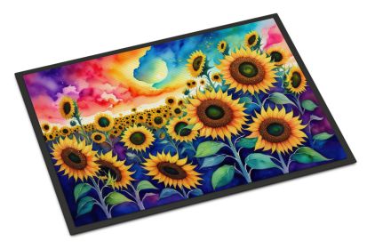 Sunflowers in Color Doormat Front Door Mat Indoor Outdoor Rugs for Entryway, Non Slip Washable Low Pile, 24H X 36W