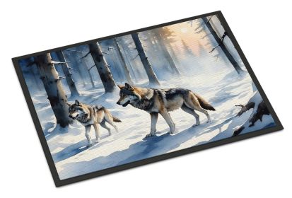 Winter Wolves Doormat Front Door Mat Indoor Outdoor Rugs for Entryway, Non Slip Washable Low Pile, 24H X 36W