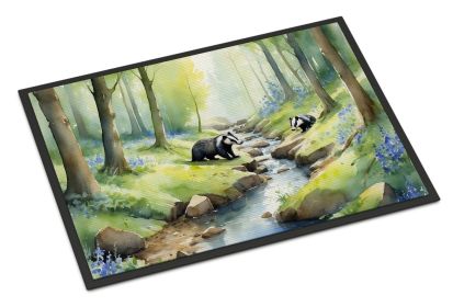 Woodland Spring Badgers Doormat Front Door Mat Indoor Outdoor Rugs for Entryway, Non Slip Washable Low Pile, 24H X 36W