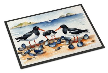 Oystercatchers Feeding Doormat Front Door Mat Indoor Outdoor Rugs for Entryway, Non Slip Washable Low Pile, 24H X 36W