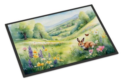 Rabbit Springtime Meadow Doormat Front Door Mat Indoor Outdoor Rugs for Entryway, Non Slip Washable Low Pile, 24H X 36W