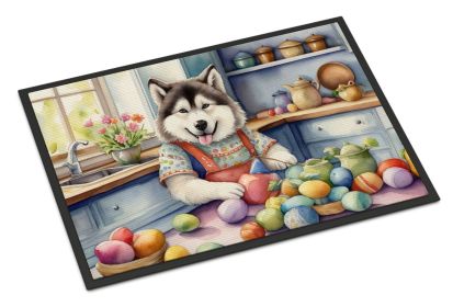 Decorating Easter Alaskan Malamute Doormat Front Door Mat Indoor Outdoor Rugs for Entryway, Non Slip Washable Low Pile, 24H X 36W