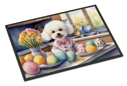 Decorating Easter Bichon Frise Doormat Front Door Mat Indoor Outdoor Rugs for Entryway, Non Slip Washable Low Pile, 24H X 36W