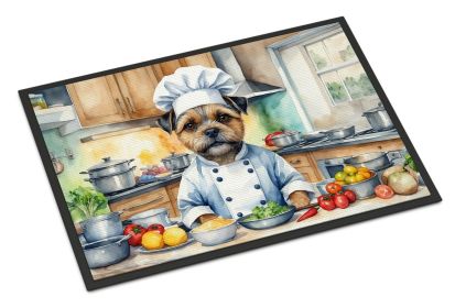 Border Terrier The Chef Doormat Front Door Mat Indoor Outdoor Rugs for Entryway, Non Slip Washable Low Pile, 24H X 36W