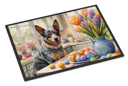 Decorating Easter Australian Cattle Dog Doormat Front Door Mat Indoor Outdoor Rugs for Entryway, Non Slip Washable Low Pile, 24H X 36W