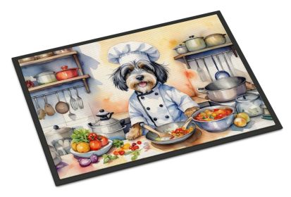 Tibetan Terrier The Chef Doormat Front Door Mat Indoor Outdoor Rugs for Entryway, Non Slip Washable Low Pile, 24H X 36W