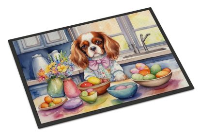 Decorating Easter Cavalier Spaniel Doormat Front Door Mat Indoor Outdoor Rugs for Entryway, Non Slip Washable Low Pile, 24H X 36W