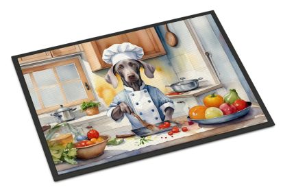 Weimaraner The Chef Doormat Front Door Mat Indoor Outdoor Rugs for Entryway, Non Slip Washable Low Pile, 24H X 36W