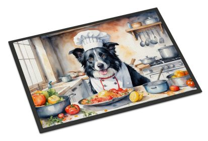 Border Collie The Chef Doormat Front Door Mat Indoor Outdoor Rugs for Entryway, Non Slip Washable Low Pile, 24H X 36W