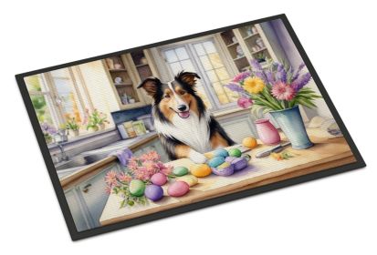 Decorating Easter Collie Doormat Front Door Mat Indoor Outdoor Rugs for Entryway, Non Slip Washable Low Pile, 24H X 36W