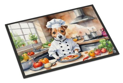 Jack Russell Terrier The Chef Doormat Front Door Mat Indoor Outdoor Rugs for Entryway, Non Slip Washable Low Pile, 24H X 36W