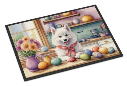 Decorating Easter American Eskimo Doormat Front Door Mat Indoor Outdoor Rugs for Entryway, Non Slip Washable Low Pile, 24H X 36W