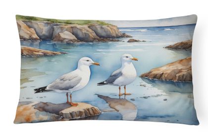 Birds, Birds, Birds Throw Pillow Throw Pillow for Indoor Couch Bed Outdoor Patio Washable, Gulls Scavenging 7518,12Hx16W