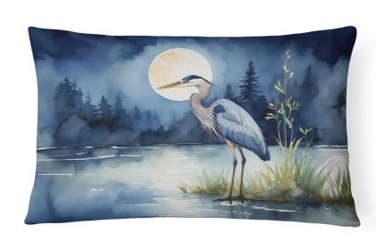 Birds, Birds, Birds Throw Pillow Throw Pillow for Indoor Couch Bed Outdoor Patio Washable, Blue Heron Moonlight 7493,12Hx16W