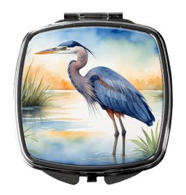 Blue Heron Emerging as the day fades Compact Mirror Decorative Travel Makeup Mirror for Women Girls Gifts Pocket Makeup Mirror Folding Handheld