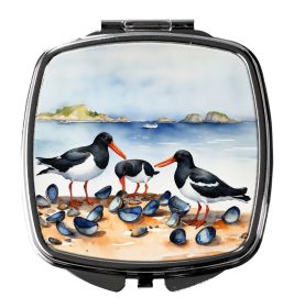 Oystercatchers Feeding Compact Mirror Decorative Travel Makeup Mirror for Women Girls Gifts Pocket Makeup Mirror Folding Handheld