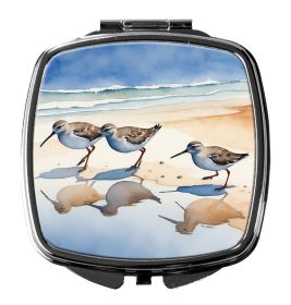 Sandpipers Compact Mirror Decorative Travel Makeup Mirror for Women Girls Gifts Pocket Makeup Mirror Folding Handheld