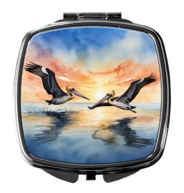 Pelicans Flying Compact Mirror Decorative Travel Makeup Mirror for Women Girls Gifts Pocket Makeup Mirror Folding Handheld