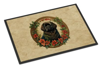 Newfoundland Christmas Flowers Doormat Front Door Mat Indoor Outdoor Rugs for Entryway, Non Slip Washable Low Pile, 24H X 36W