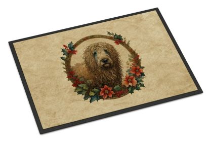 Komondor Christmas Flowers Doormat Front Door Mat Indoor Outdoor Rugs for Entryway, Non Slip Washable Low Pile, 24H X 36W