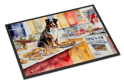 Australian Shepherd Christmas Cookies Doormat Front Door Mat Indoor Outdoor Rugs for Entryway, Non Slip Washable Low Pile, 24H X 36W