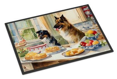 Belgian Tervuren Christmas Cookies Doormat Front Door Mat Indoor Outdoor Rugs for Entryway, Non Slip Washable Low Pile, 24H X 36W