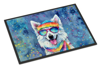 American Eskimo Hippie Dawg Doormat Front Door Mat Indoor Outdoor Rugs for Entryway, Non Slip Washable Low Pile, 24H X 36W