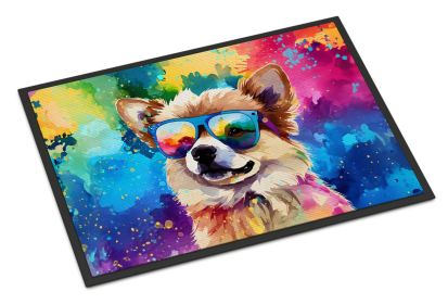 Pomeranian Hippie Dawg Doormat Front Door Mat Indoor Outdoor Rugs for Entryway, Non Slip Washable Low Pile, 24H X 36W