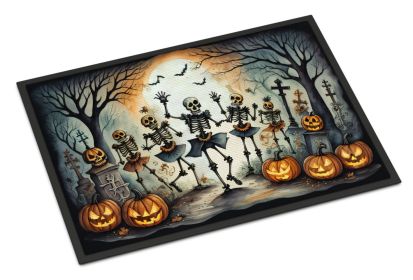 Dancing Skeletons Spooky Halloween Doormat Front Door Mat Indoor Outdoor Rugs for Entryway, Non Slip Washable Low Pile, 24H X 36W