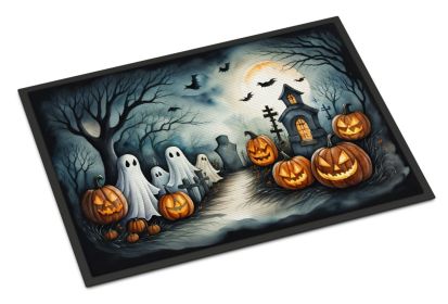 Ghosts Spooky Halloween Doormat Front Door Mat Indoor Outdoor Rugs for Entryway, Non Slip Washable Low Pile, 24H X 36W