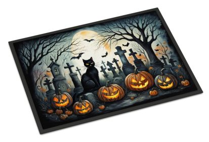 Black Cat Spooky Halloween Doormat Front Door Mat Indoor Outdoor Rugs for Entryway, Non Slip Washable Low Pile, 24H X 36W