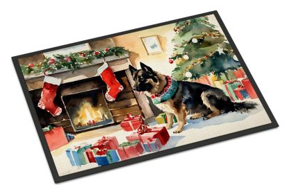 Norwegian Buhund Cozy Christmas Doormat Front Door Mat Indoor Outdoor Rugs for Entryway, Non Slip Washable Low Pile, 24H X 36W