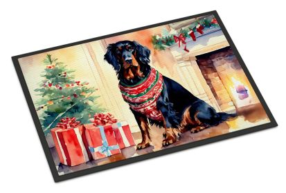 Gordon Setter Cozy Christmas Doormat Front Door Mat Indoor Outdoor Rugs for Entryway, Non Slip Washable Low Pile, 24H X 36W