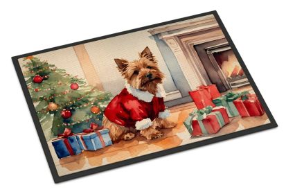 Norwich Terrier Cozy Christmas Doormat Front Door Mat Indoor Outdoor Rugs for Entryway, Non Slip Washable Low Pile, 24H X 36W