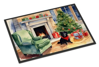 Schipperke Cozy Christmas Doormat Front Door Mat Indoor Outdoor Rugs for Entryway, Non Slip Washable Low Pile, 24H X 36W