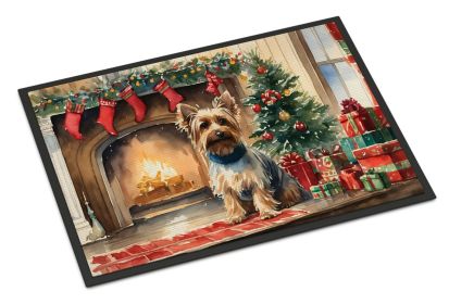 Silky Terrier Cozy Christmas Doormat Front Door Mat Indoor Outdoor Rugs for Entryway, Non Slip Washable Low Pile, 24H X 36W