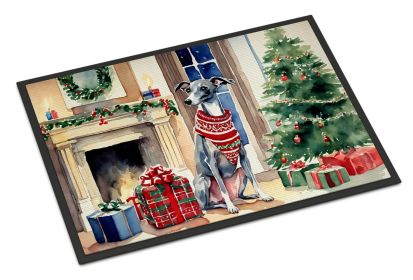 Italian Greyhound Cozy Christmas Doormat Front Door Mat Indoor Outdoor Rugs for Entryway, Non Slip Washable Low Pile, 24H X 36W