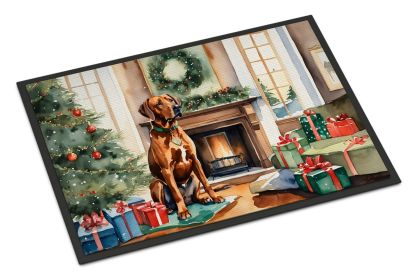 Rhodesian Ridgeback Cozy Christmas Doormat Front Door Mat Indoor Outdoor Rugs for Entryway, Non Slip Washable Low Pile, 24H X 36W