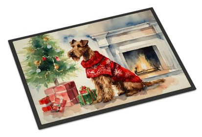 Irish Terrier Cozy Christmas Doormat Front Door Mat Indoor Outdoor Rugs for Entryway, Non Slip Washable Low Pile, 24H X 36W