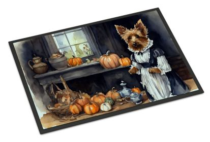 Australian Terrier Fall Kitchen Pumpkins Doormat Front Door Mat Indoor Outdoor Rugs for Entryway, Non Slip Washable Low Pile, 24H X 36W