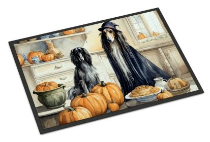 Afghan Hound Fall Kitchen Pumpkins Doormat Front Door Mat Indoor Outdoor Rugs for Entryway, Non Slip Washable Low Pile, 24H X 36W