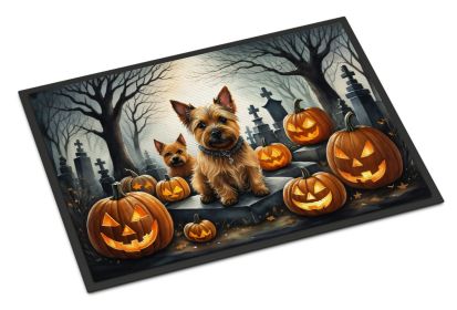 Norwich Terrier Spooky Halloween Doormat Front Door Mat Indoor Outdoor Rugs for Entryway, Non Slip Washable Low Pile, 24H X 36W